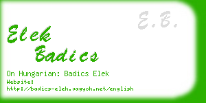 elek badics business card